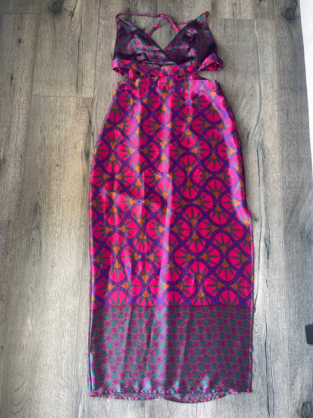 House of Harlow 1960 Fuchsia & Purple Geometric Maxi Dress